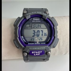 Casio Tough Solar Digital Watch Gray Purple Illuminator 120 Lap Water Resistant